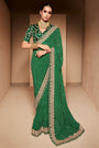 Beguiling Green Bandhani Saree With Designer Blouse