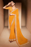 Captivating Yellow Bandhani Saree With Designer Blouse
