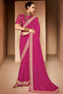 Stunning Fuchsia Pink Bandhani Saree With Designer Blouse