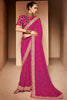 Stunning Fuchsia Pink Bandhani Saree With Designer Blouse