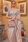 Posy Purple Modal Sequins Weaving Added Silk Saree