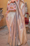 Posy Purple Modal Sequins Weaving Added Silk Saree