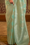 Pastel light Green Modal Sequins Weaving Added Silk Saree