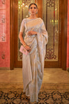 Mushroom Gray Modal Sequins Weaving Added Silk Saree