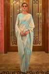 Water Sprite Blue Modal Sequins Weaving Added Silk Saree