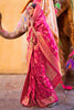 Ruby Pink Soft Silk Saree In Handloom Weaving With Sequins