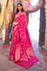 Ruby Pink Soft Silk Saree In Handloom Weaving With Sequins