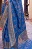 Lapis Blue Soft Silk Saree In Handloom Weaving With Sequins