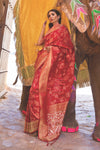 Maroon Soft Silk Saree In Handloom Weaving With Sequins