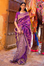 Dark Orchid Purple Soft Silk Saree In Handloom Weaving With Sequins