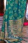 Teal Green Soft Silk Saree In Handloom Weaving With Sequins