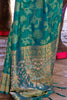 Teal Green Soft Silk Saree In Handloom Weaving With Sequins