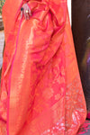 Tart Orange Soft Silk Saree In Handloom Weaving With Sequins