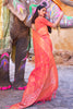 Tart Orange Soft Silk Saree In Handloom Weaving With Sequins