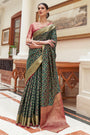 Green & Red Boarder Traditional Indian Weaving Patola Pettern Silk Saree