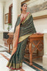 Green & Red Boarder Traditional Indian Weaving Patola Pettern Silk Saree