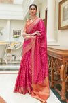 Pink Patola Pettern Silk Saree With Weaving Work