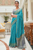 Ocean Blue Traditional Indian Weaving Patola Pettern Silk Saree