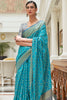 Ocean Blue Traditional Indian Weaving Patola Pettern Silk Saree