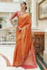 Orange & Red Traditional Indian Weaving Patola Pettern Silk Saree