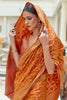 Orange & Red Traditional Indian Weaving Patola Pettern Silk Saree