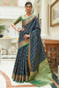 Blue  Traditional Indian Weaving Patola Pettern Silk Saree