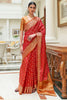 Red Traditional Indian Weaving Patola Pettern Silk Saree