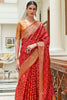 Red Traditional Indian Weaving Patola Pettern Silk Saree