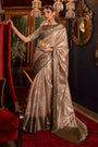 Cookie Dough Zari Base Handloom Weaving Saree