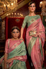 Baby Pink Zari Base Handloom Weaving Saree