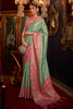 Light Green Zari Base Handloom Weaving Saree