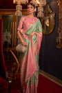 Light Green Zari Base Handloom Weaving Saree