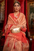 Peach Zari Base Handloom Weaving Saree