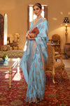 Ice Blue Copper Zari Handloom Weaving Silk Saree