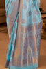 Ice Blue Copper Zari Handloom Weaving Silk Saree