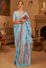 Ice Blue Copper Zari Handloom Weaving Silk Saree
