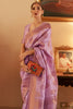 Lavender Pink Copper Zari Handloom Weaving Silk Saree