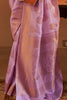 Lavender Pink Copper Zari Handloom Weaving Silk Saree