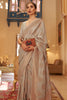 Sandstone Cream Copper Zari Handloom Weaving Silk Saree