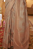 Sandstone Cream Copper Zari Handloom Weaving Silk Saree