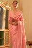 Coral Bead Copper Zari Handloom Weaving Silk Saree