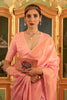 Coral Bead Copper Zari Handloom Weaving Silk Saree