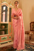 Coral Bead Copper Zari Handloom Weaving Silk Saree