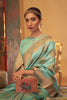 Seaflower Green Copper Zari Handloom Weaving Silk Saree