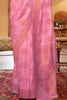 Taffy Pink Copper Zari Handloom Weaving Silk Saree