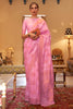 Taffy Pink Copper Zari Handloom Weaving Silk Saree