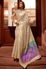 Chiffon Cream Handloom Weaving Silk with Gotta lace border