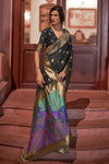 Black Color Handloom Weaving Silk with Gotta lace border