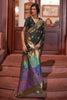 Black Color Handloom Weaving Silk with Gotta lace border