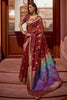 Jam Red Handloom Weaving Silk with Gotta lace border